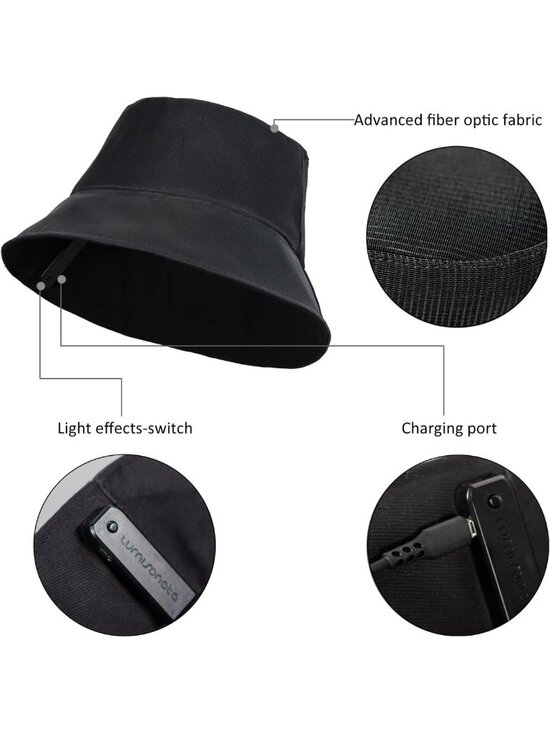 LED Glow in the Dark Bucket Hat - 7 Color Light Up Fisherman Cap for Festivals main image 4